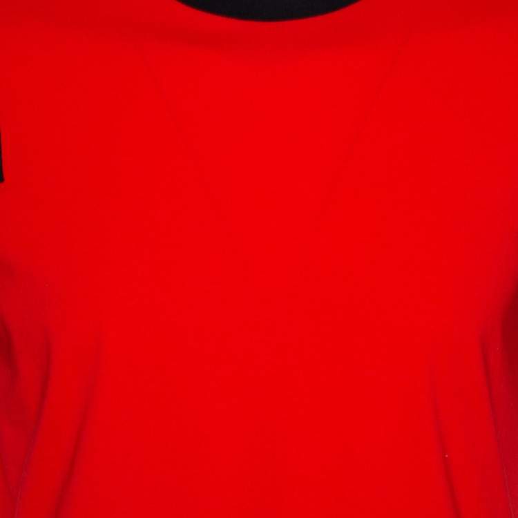 Pre Owned Neil Barrett Red & Black Cotton Varsity Slim Fit T-Shirt L