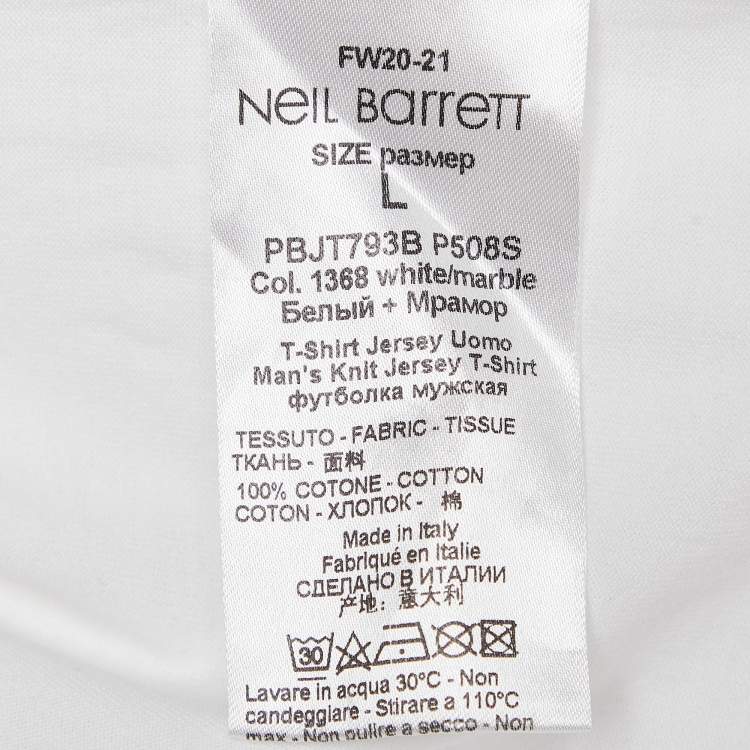 Pre Owned Neil Barrett White Mohawk Warrior Print Cotton T-shirt L