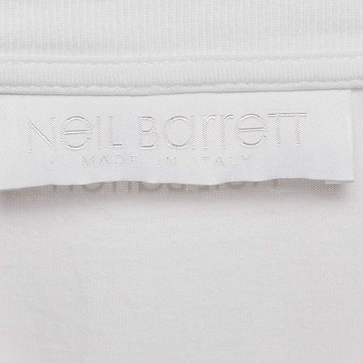 Pre Owned Neil Barrett White Mohawk Warrior Print Cotton T-shirt L