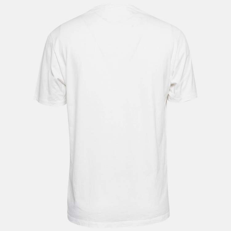 Pre Owned Neil Barrett White Mohawk Warrior Print Cotton T-shirt L