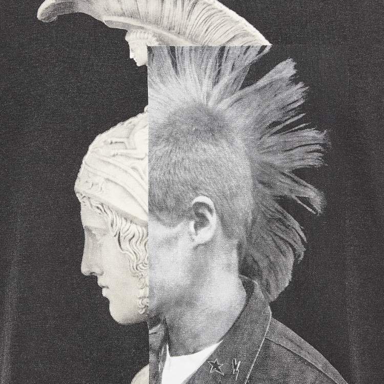 Pre Owned Neil Barrett White Mohawk Warrior Print Cotton T-shirt L