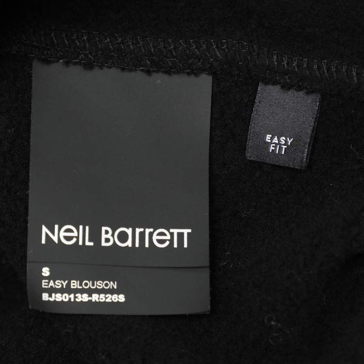 Pre Owned Neil Barrett Black Cotton Knit Lightning Bolt Print Hoodie S