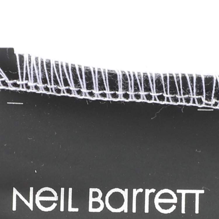 Pre Owned Neil Barrett Black/White Cotton Knit Lightning Bolt Print Hoodie S
