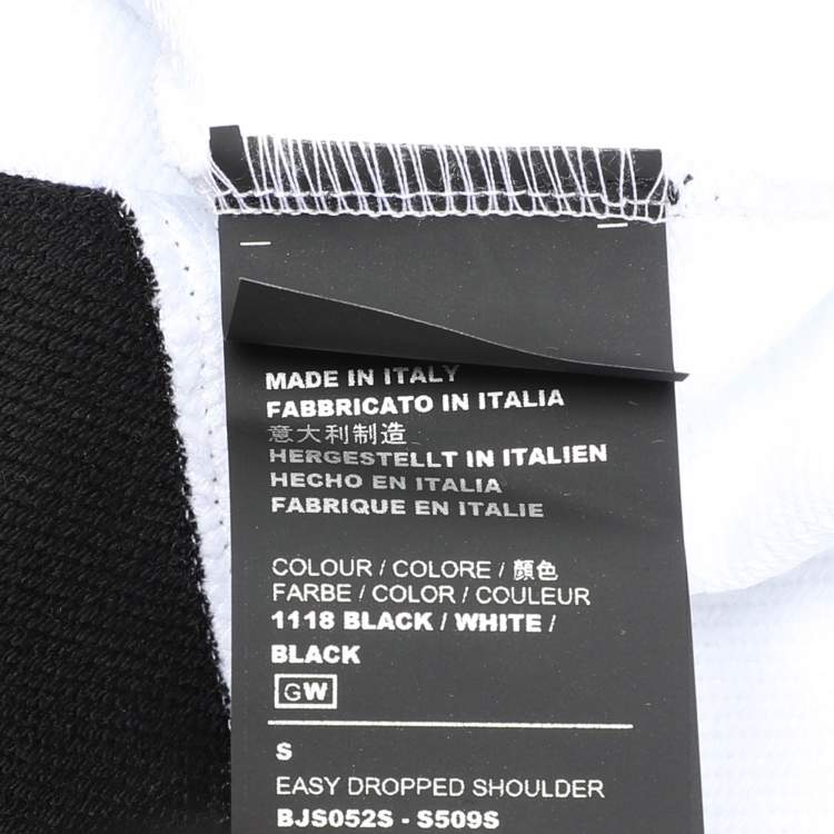 Pre Owned Neil Barrett Black/White Cotton Knit Lightning Bolt Print Hoodie S