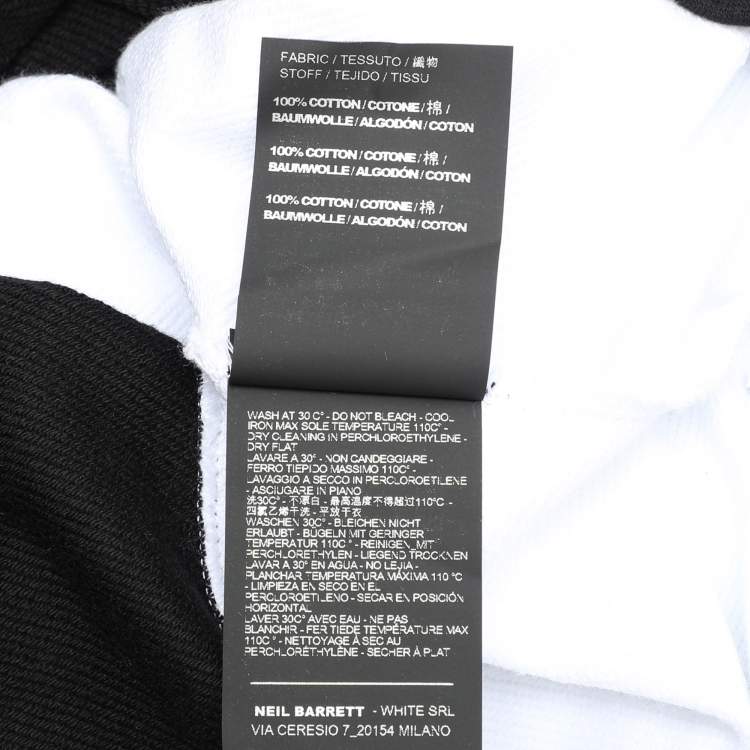 Pre Owned Neil Barrett Black/White Cotton Knit Lightning Bolt Print Hoodie S