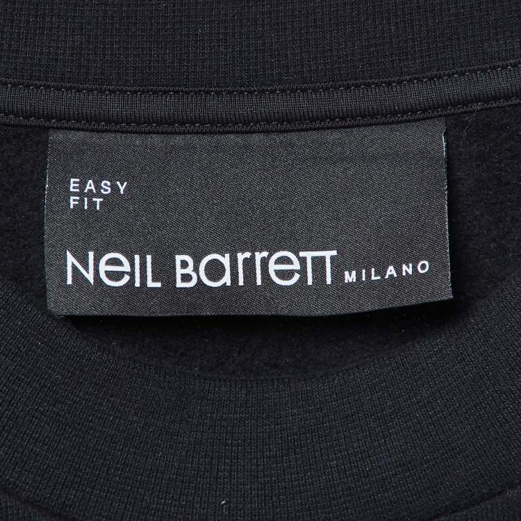 مملوكة مسبقًا Neil Barrett Black Thunder Bolt Print Cotton Easy Fit Sweatshirt M
