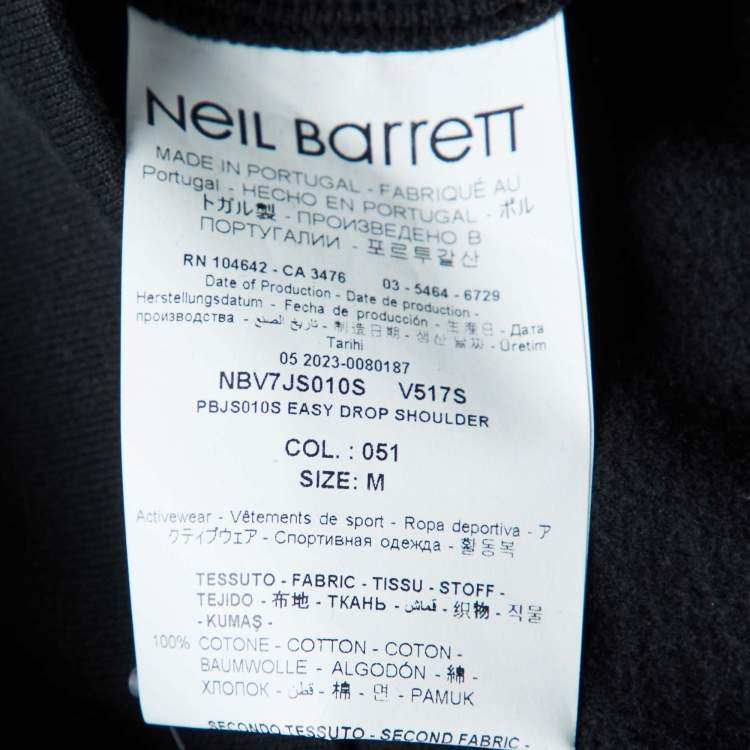 مملوكة مسبقًا Neil Barrett Black Thunder Bolt Print Cotton Easy Fit Sweatshirt M