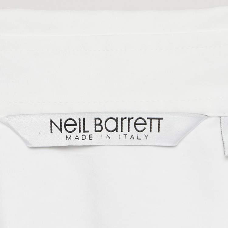 مملوكة مسبقًا Neil Barrett White Lighting Bolt Print Cotton Slim Fit Shirt L