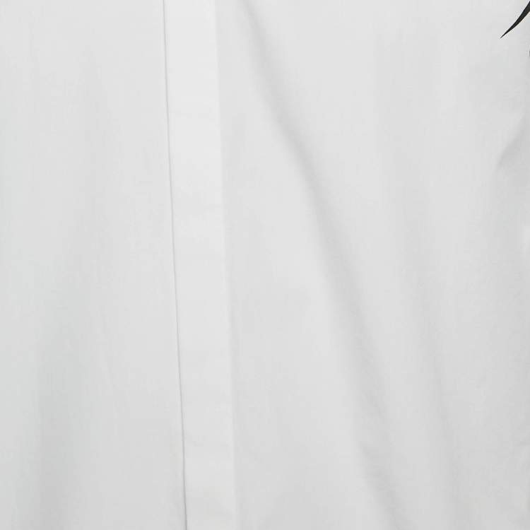 مملوكة مسبقًا Neil Barrett White Lighting Bolt Print Cotton Slim Fit Shirt L