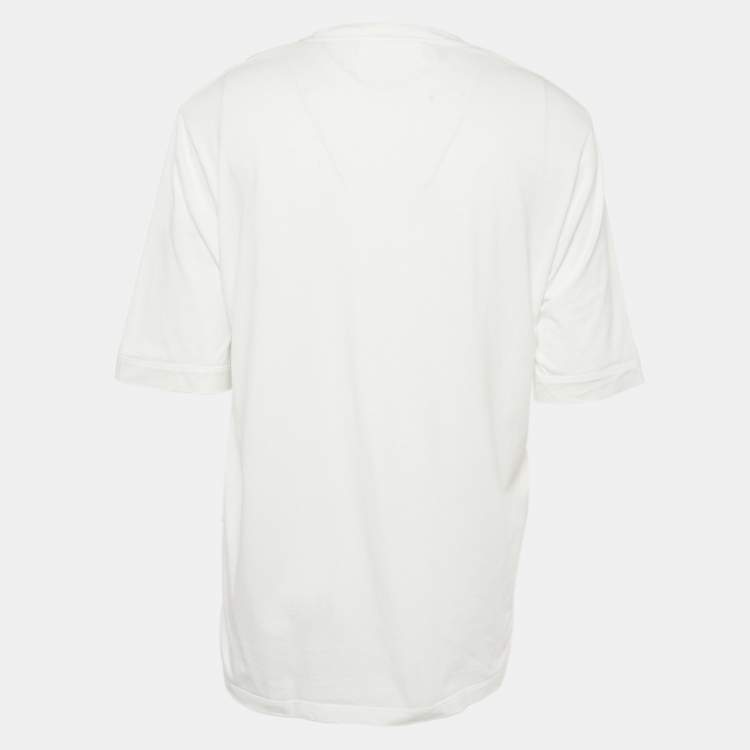 Pre Owned Neil Barrett White Cyberpunk Print Jersey Slim Rolled Up Sleeve T-Shirt XL