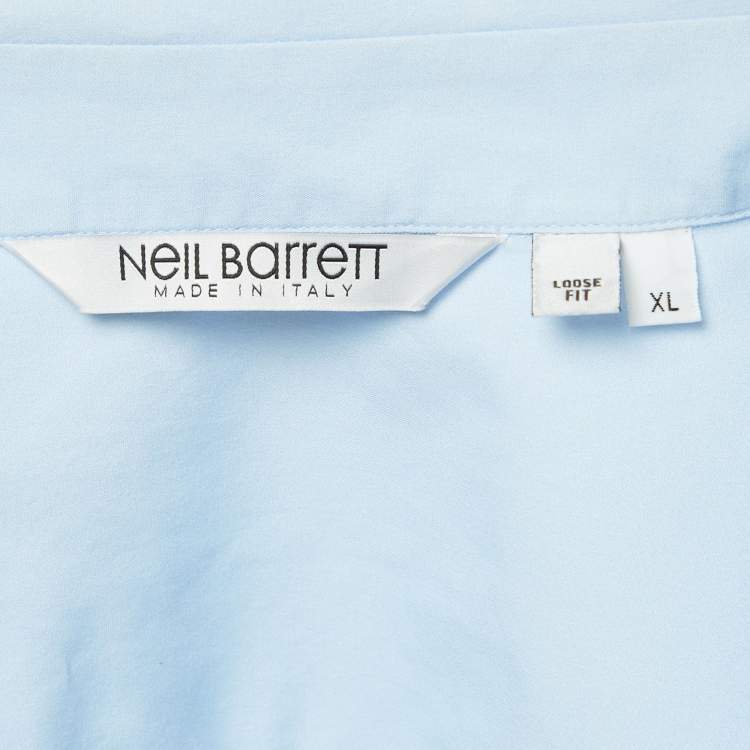 Pre Owned Neil Barrett Blue Geometric Print Cotton Loose Fit Shirt XL