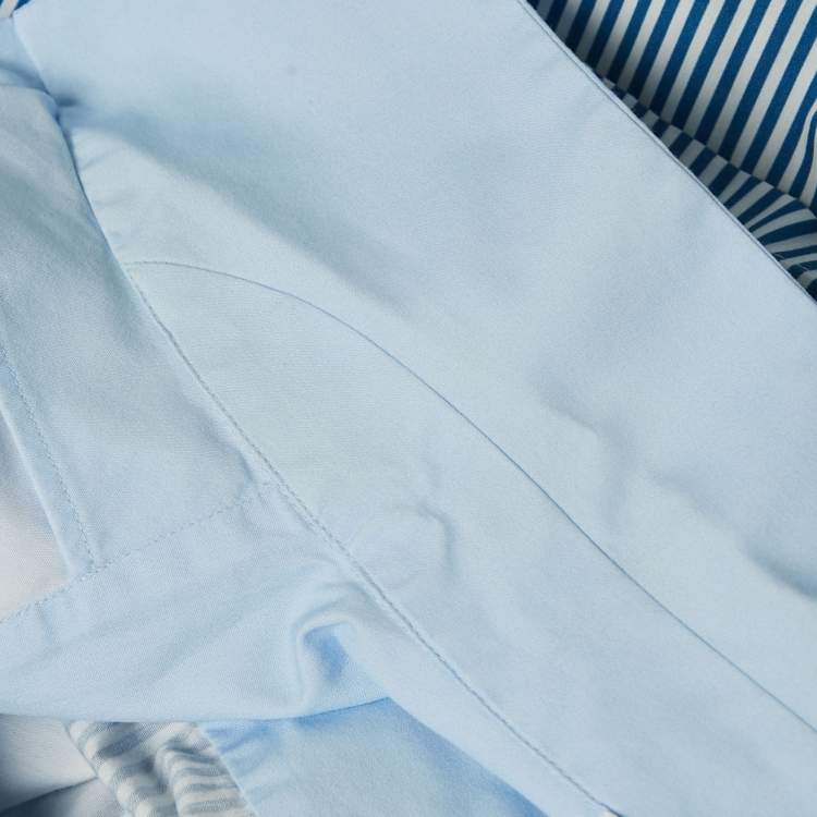 Pre Owned Neil Barrett Blue Geometric Print Cotton Loose Fit Shirt XL