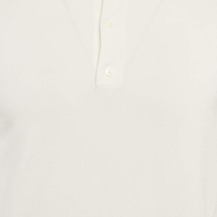 Pre Owned Neil Barrett White Jersey Polo T-Shirt L