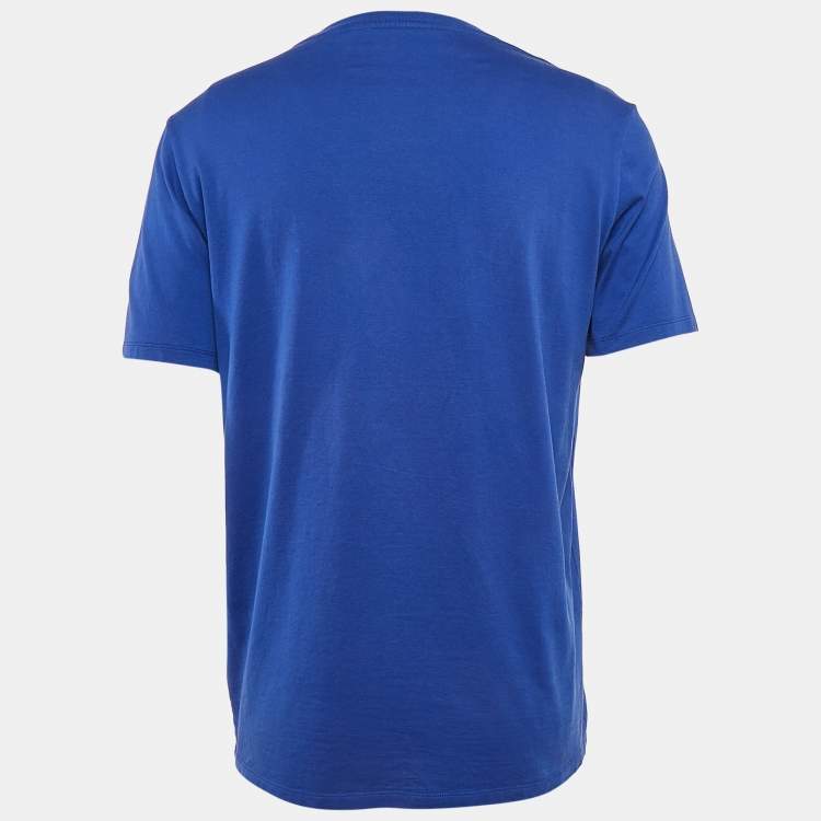 Pre Owned Neil Barrett Blue N Applique Jersey Crewneck T-Shirt L