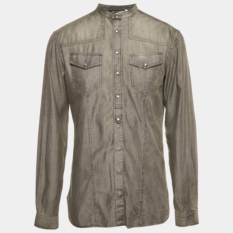 Pre Owned Neil Barrett Grey Denim  Long Sleeve Shirt L