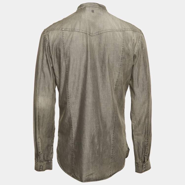 Pre Owned Neil Barrett Grey Denim  Long Sleeve Shirt L
