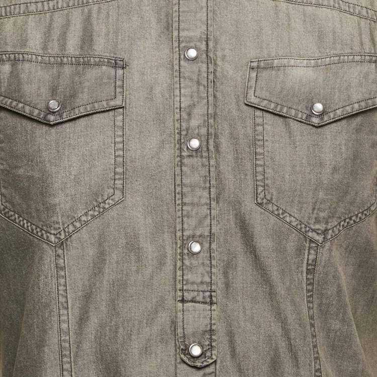 Pre Owned Neil Barrett Grey Denim  Long Sleeve Shirt L