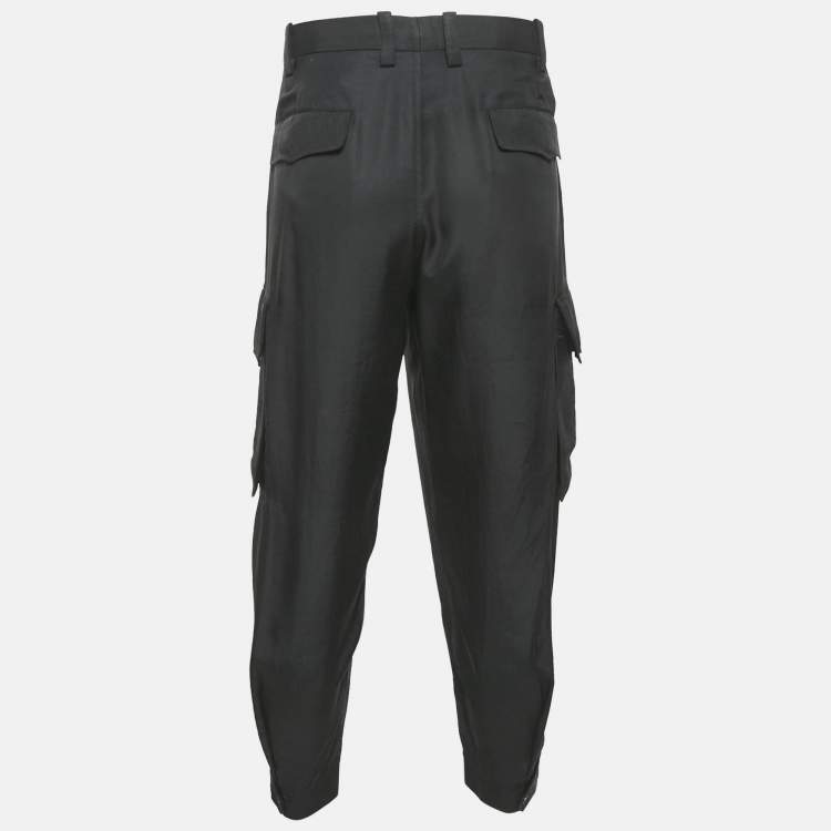 مملوكة مسبقًا Neil Barrett Black Gabardine Loose Fireman Cargo Trousers XL