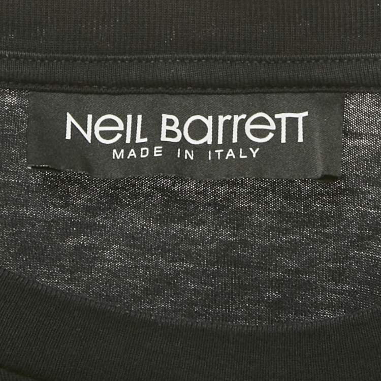 Pre Owned Neil Barrett Black Pocket Detail Jersey Crewneck T-Shirt L