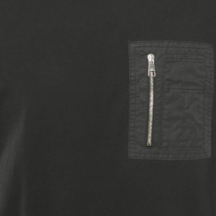 Pre Owned Neil Barrett Black Pocket Detail Jersey Crewneck T-Shirt L