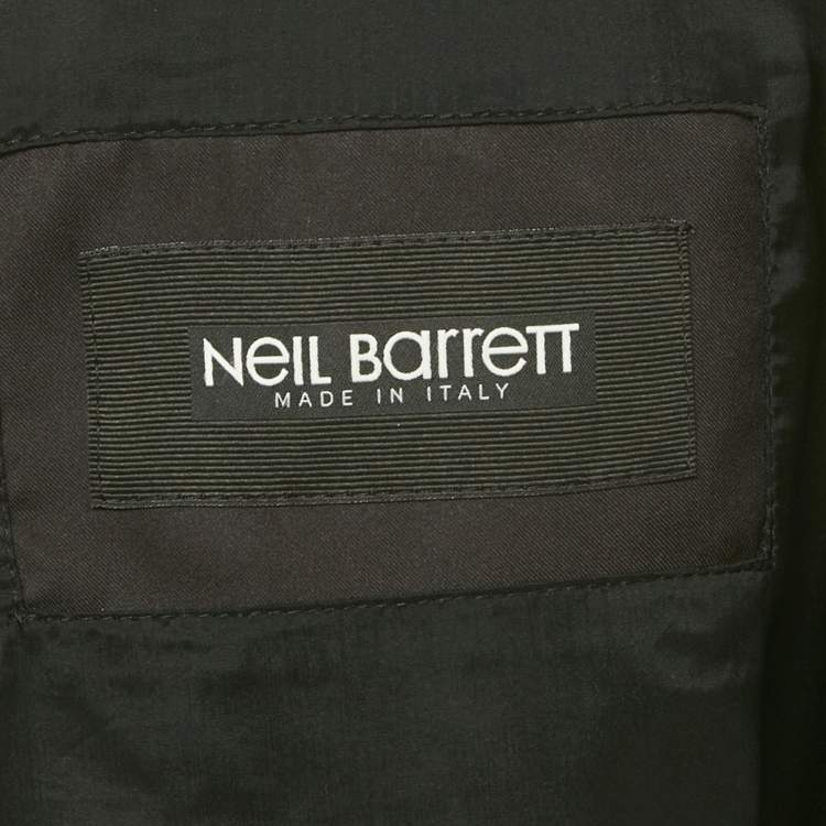 مملوكة مسبقًا Neil Barrett Black Tiger Bolt Print Synthetic Bomber Jacket XL