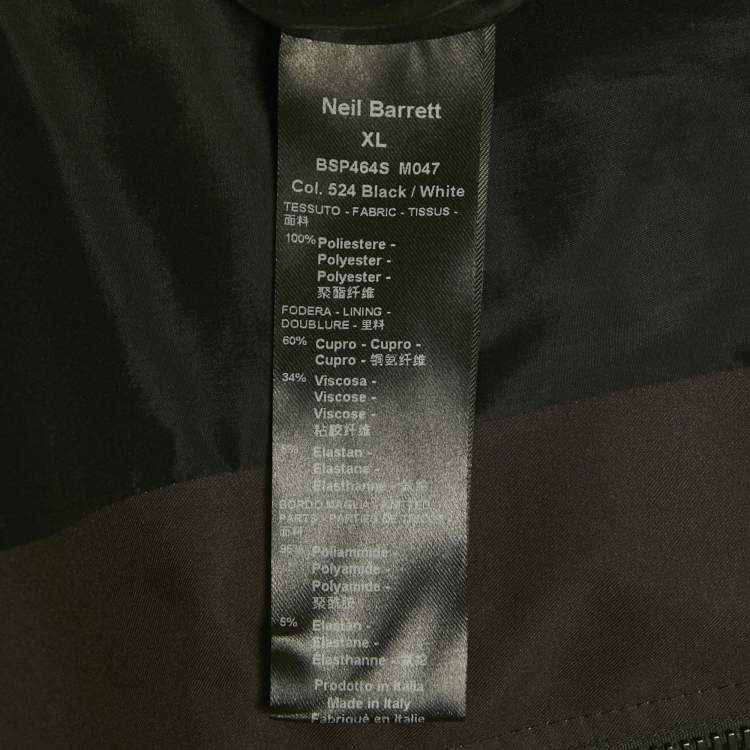 مملوكة مسبقًا Neil Barrett Black Tiger Bolt Print Synthetic Bomber Jacket XL