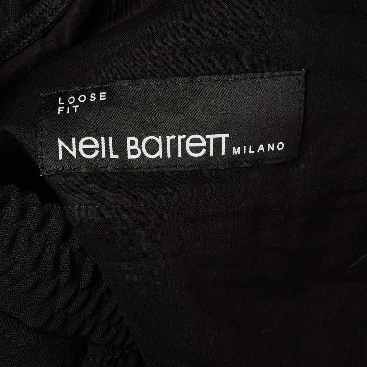 مملوكة مسبقًا Neil Barrett Black Wool Blend Extra Low Rise Loose Fit Trousers S 