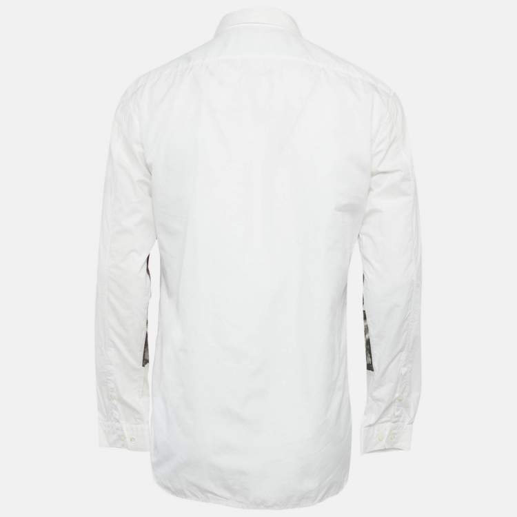 مملوكة مسبقًا Neil Barrett White Eagle Print Cotton Slim Fit Shirt M