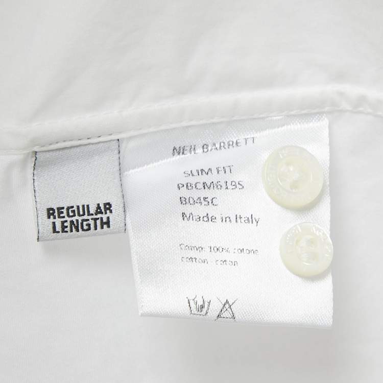 مملوك ة مسبقًا Neil Barrett White Eagle Print Cotton Slim Fit Shirt M