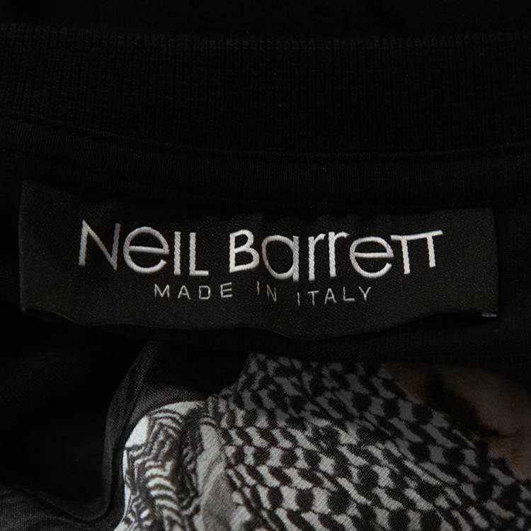 Pre Owned Neil Barrett Black Graphic Printed Cotton Athletic Fit T-Shirt L