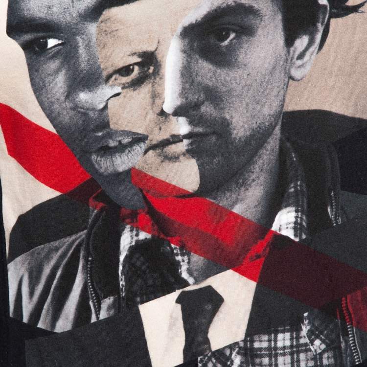Pre Owned Neil Barrett Black Cotton Hybrid Ali De Niro Print T Shirt M