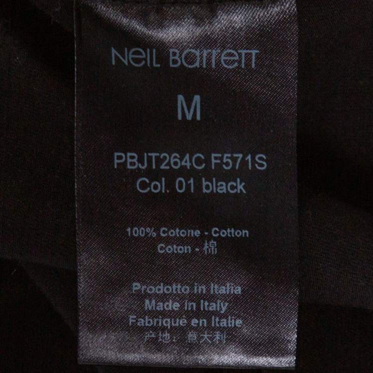 Pre Owned Neil Barrett Black Cotton Hybrid Ali De Niro Print T Shirt M