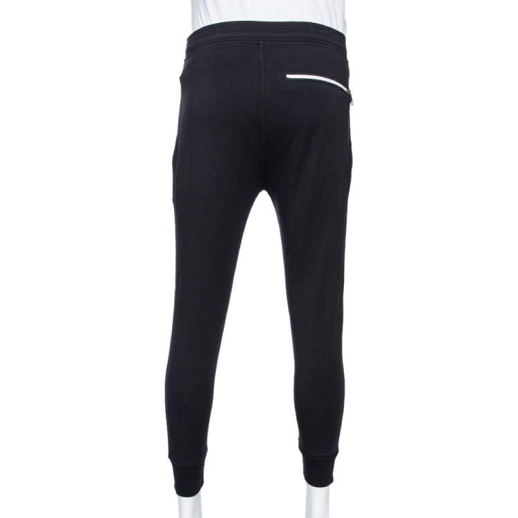 Pre Owned Neil Barrett Black Knit Zipped Pocket Low Rise Skinny Fit Track Trousers L
