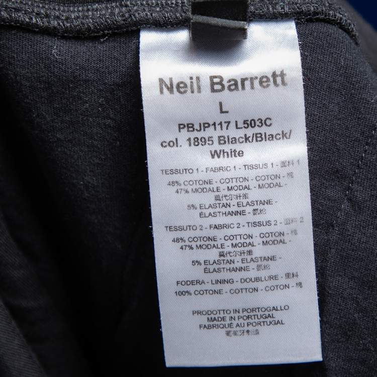 Pre Owned Neil Barrett Black Knit Zipped Pocket Low Rise Skinny Fit Track Trousers L