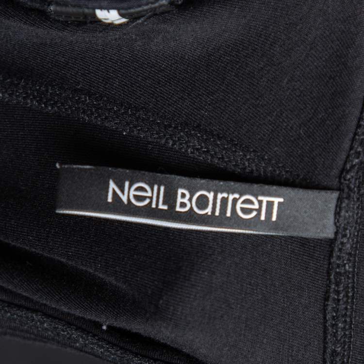 Pre Owned Neil Barrett Black Knit Zipped Pocket Low Rise Skinny Fit Track Trousers L