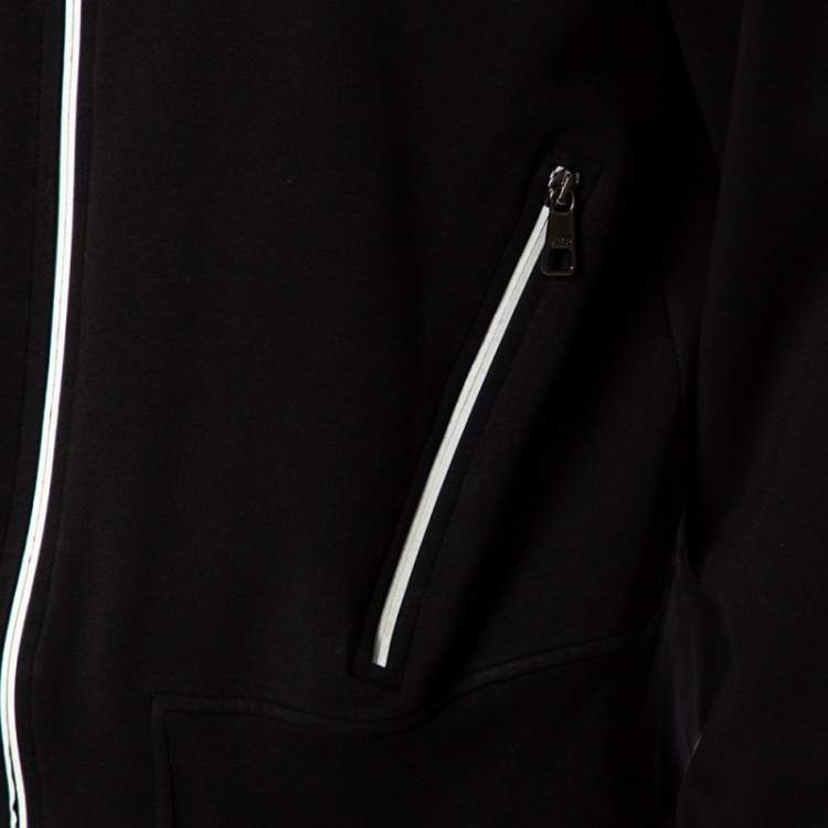 Pre Owned Neil Barrett Black Knit High Collar Regular Bomber Fit Tracksuit Jacket L