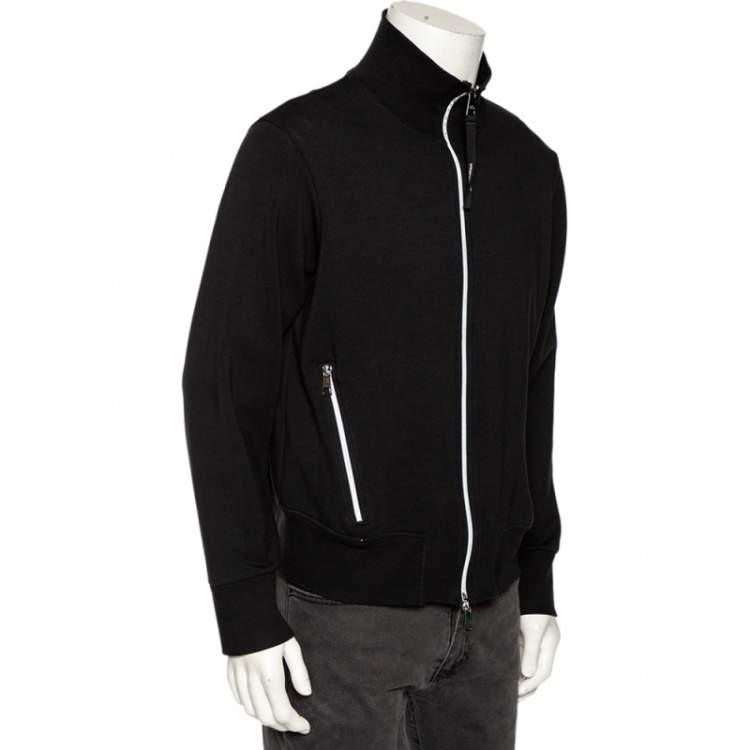 Pre Owned Neil Barrett Black Knit High Collar Regular Bomber Fit Tracksuit Jacket L