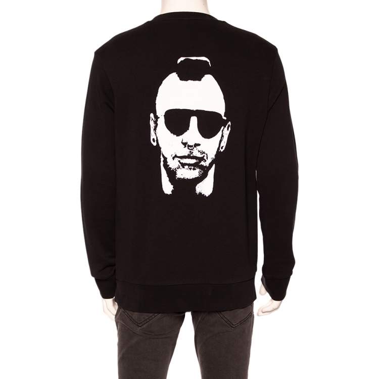Pre Owned Neil Barrett Black Knit Printed Crew Neck Sweatshirt M 