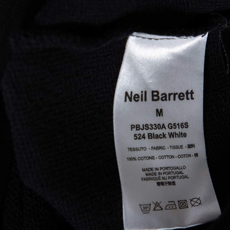 Pre Owned Neil Barrett Black Knit Printed Crew Neck Sweatshirt M 