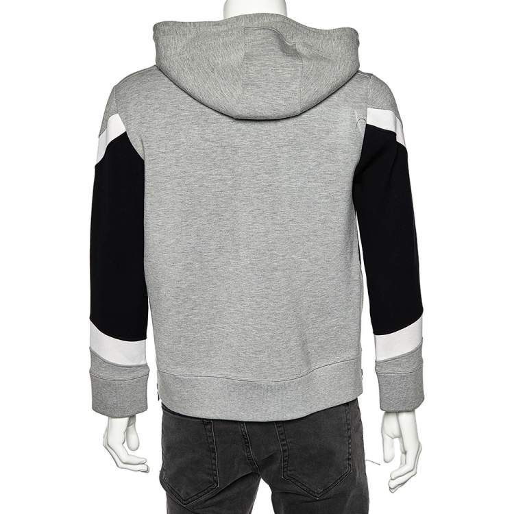 Pre Owned Neil Barrett Grey Neoprene Paneled Hoodie S
