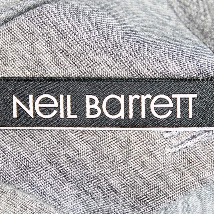 Pre Owned Neil Barrett Grey Neoprene Paneled Hoodie S