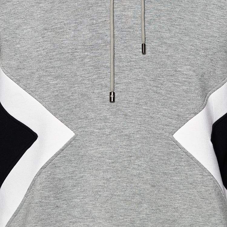 Pre Owned Neil Barrett Grey Neoprene Paneled Hoodie S