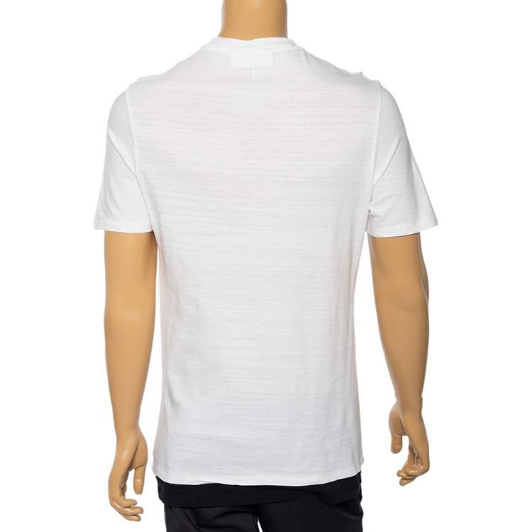 Pre Owned Neil Barrett White Lightening Bolt Printed Cotton Short Sleeve T-Shirt S