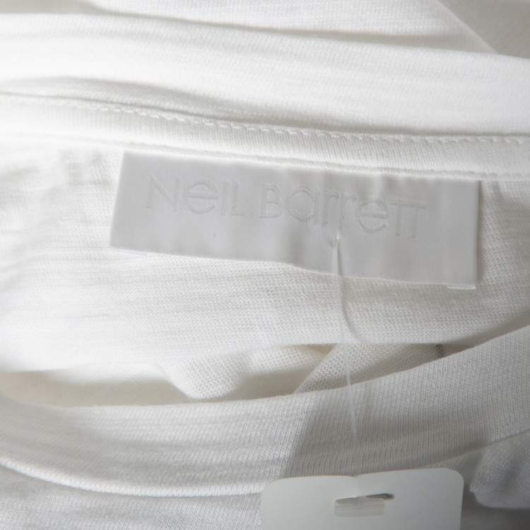 Pre Owned Neil Barrett White Lightening Bolt Printed Cotton Short Sleeve T-Shirt S