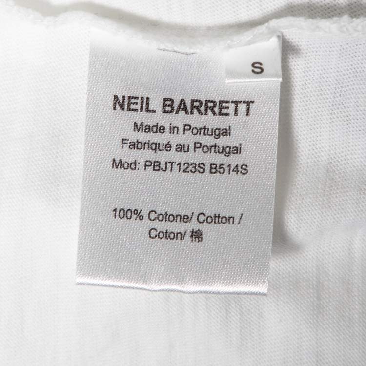 Pre Owned Neil Barrett White Lightening Bolt Printed Cotton Short Sleeve T-Shirt S