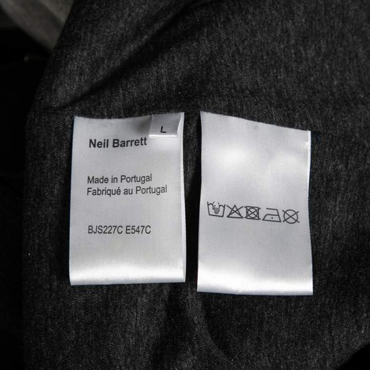 Pre Owned Neil Barrett Grey Colorblock Jersey Hooded Blouson Fit Jacket L