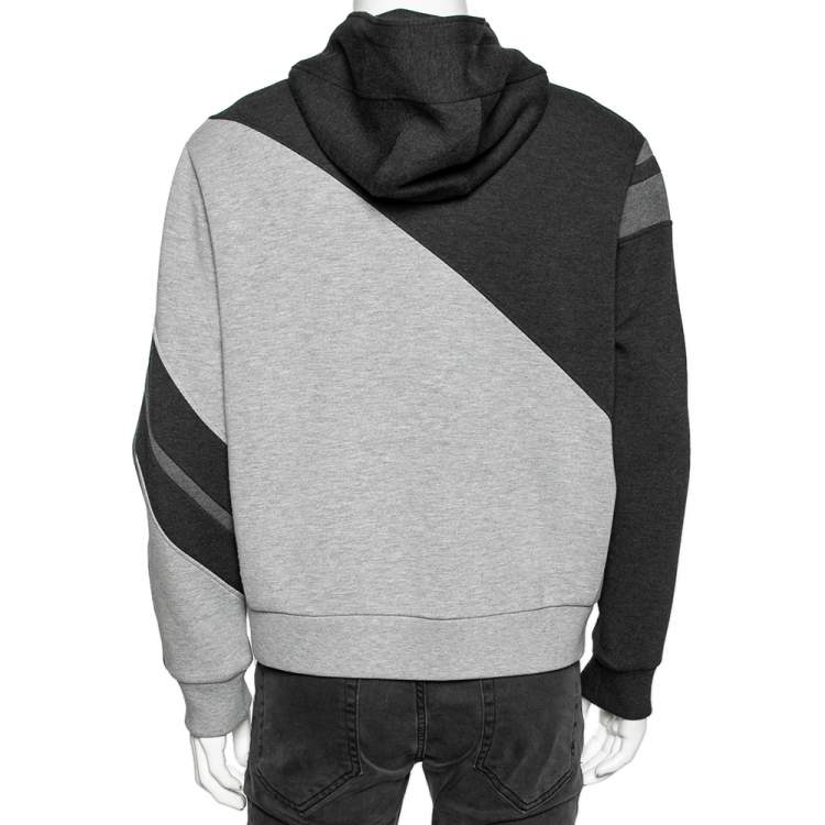 Pre Owned Neil Barrett Grey Colorblock Jersey Hooded Blouson Fit Jacket L