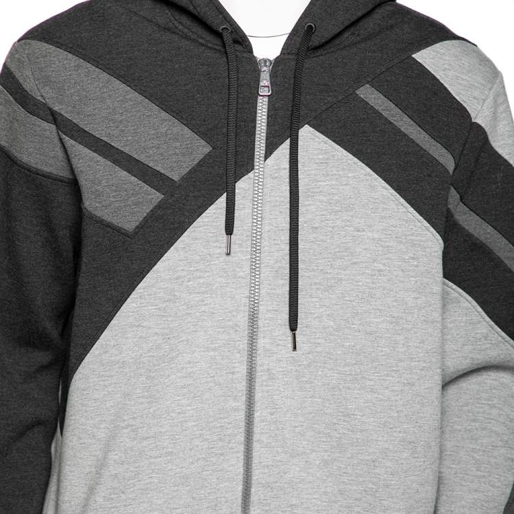 Pre Owned Neil Barrett Grey Colorblock Jersey Hooded Blouson Fit Jacket L