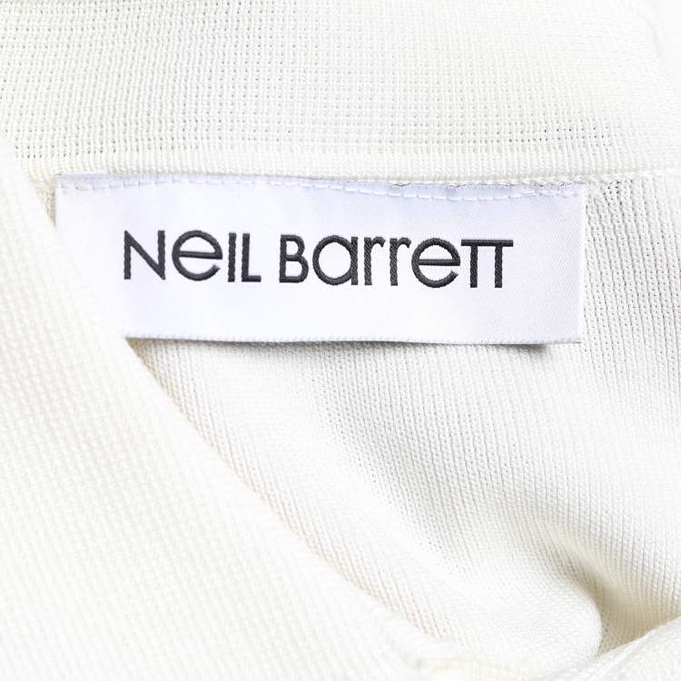 Pre Owned Neil Barrett Off-White Rib Knit Short Sleeve Polo T-Shirt XL
