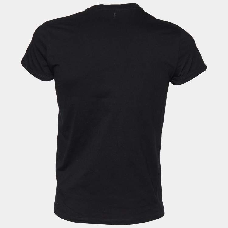 Pre Owned Neil Barrett Black Gods Embroidered Cotton Knit Crewneck T-Shirt S